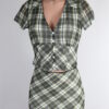 Green Plaid Skirt Set