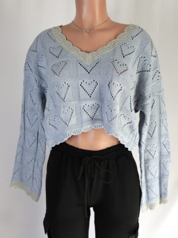 Heart Knit Crop Sweater Top Heart Knit Crop Sweater Top