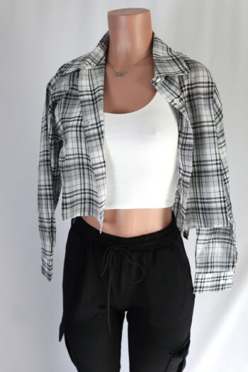 Button Up Plaid Crop Top