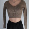 Brown Ribbed Crop Top