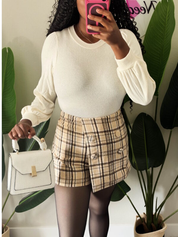 Taupe Plaid Skort