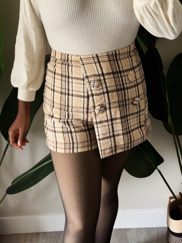 Taupe Plaid Skort