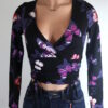 Butterfly Ruched Crop Top