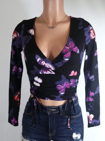 Butterfly Ruched Crop Top Butterfly Ruched Crop Top