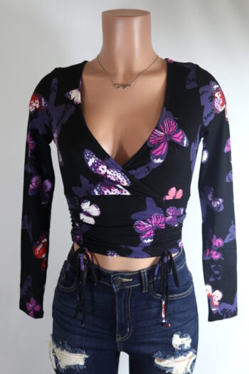 Butterfly Ruched Crop Top